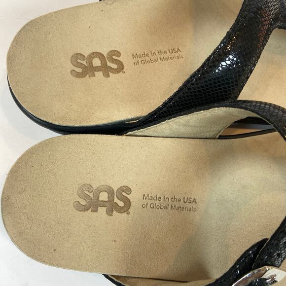 SAS Sanibel T- Strap Slide Sandals Black Size 10 M - Picture 4 of 9